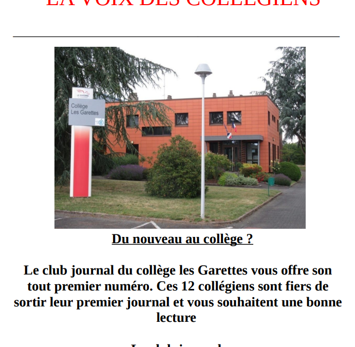 Parution du journal du collège !